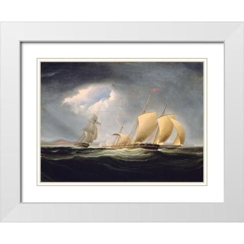 Capture of the Tripoli by the Enterprise White Modern Wood Framed Art Print with Double Matting by Birch, Thomas