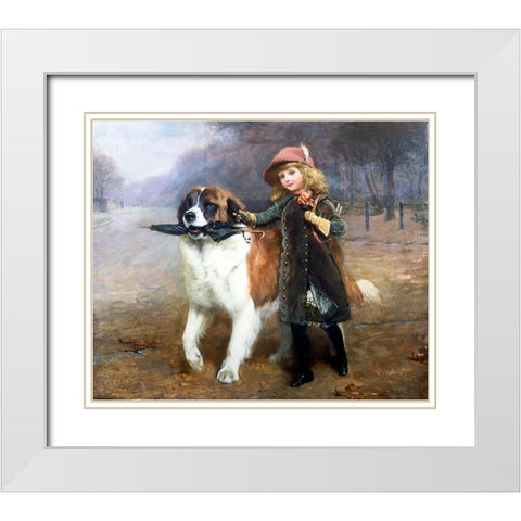 Off to School White Modern Wood Framed Art Print with Double Matting by Barber, Charles Burton