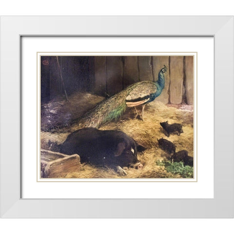 Beauty and the Beast White Modern Wood Framed Art Print with Double Matting by Barber, Charles Burton