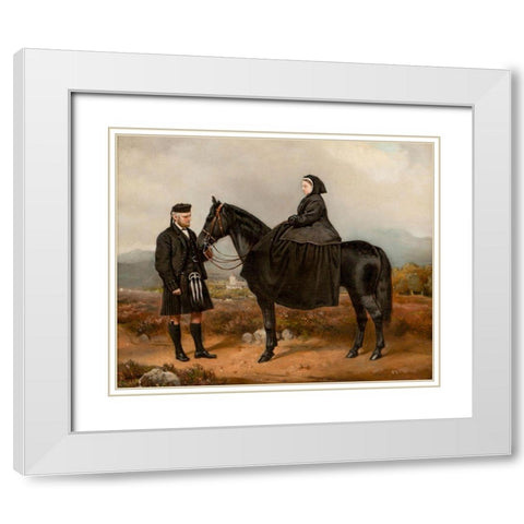 Queen Victoria with John Brown White Modern Wood Framed Art Print with Double Matting by Barber, Charles Burton