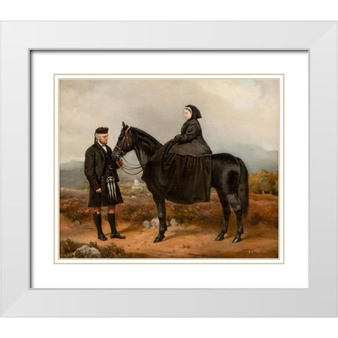 Queen Victoria with John Brown White Modern Wood Framed Art Print with Double Matting by Barber, Charles Burton
