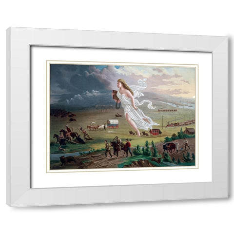 American Progress White Modern Wood Framed Art Print with Double Matting by Gast, John