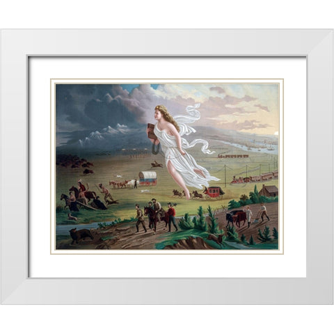 American Progress White Modern Wood Framed Art Print with Double Matting by Gast, John