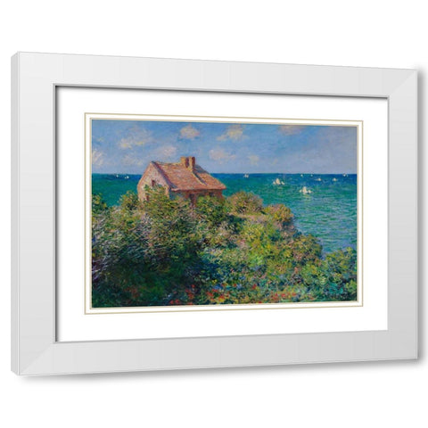 Fishermans Cottage White Modern Wood Framed Art Print with Double Matting by Monet, Claude