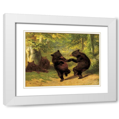 Dancing Bears White Modern Wood Framed Art Print with Double Matting by Beard, William Holbrook
