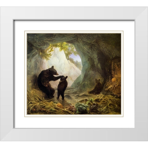 Bear and Cubs White Modern Wood Framed Art Print with Double Matting by Beard, William Holbrook