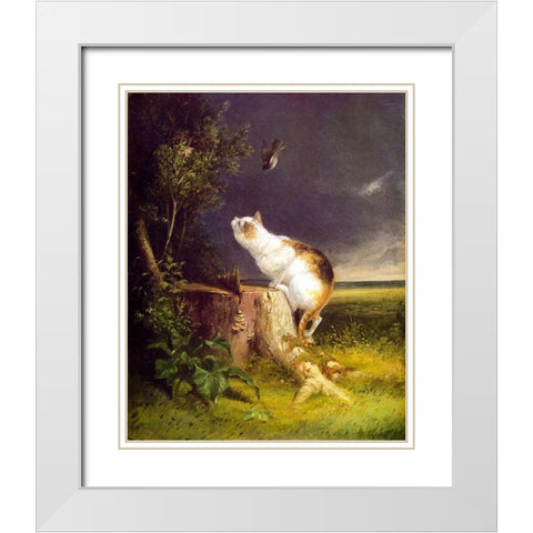 The Birdwatcher White Modern Wood Framed Art Print with Double Matting by Beard, William Holbrook