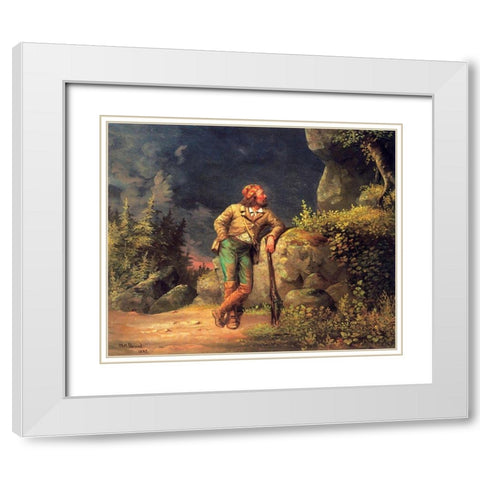 The Trapper White Modern Wood Framed Art Print with Double Matting by Beard, William Holbrook