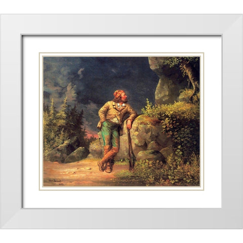 The Trapper White Modern Wood Framed Art Print with Double Matting by Beard, William Holbrook