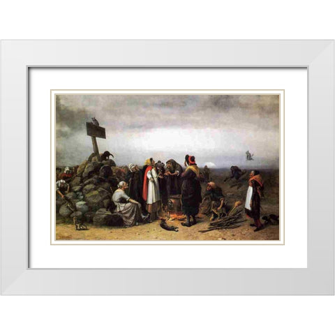 The Witches Convention White Modern Wood Framed Art Print with Double Matting by Beard, William Holbrook