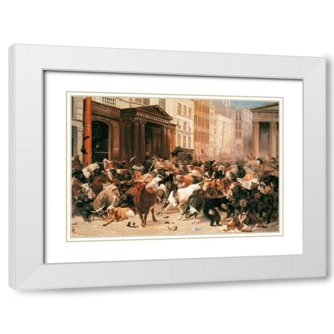 Bulls and Bears in the Market White Modern Wood Framed Art Print with Double Matting by Beard, William Holbrook