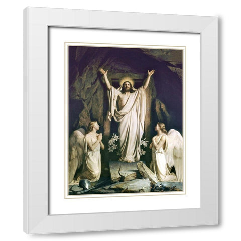 Resurrection of Christ White Modern Wood Framed Art Print with Double Matting by Bloch, Carl
