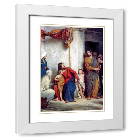 Suffer the Children White Modern Wood Framed Art Print with Double Matting by Bloch, Carl