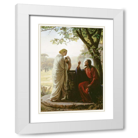Woman at the Well White Modern Wood Framed Art Print with Double Matting by Bloch, Carl