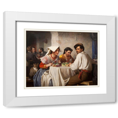 In a Roman Osteria White Modern Wood Framed Art Print with Double Matting by Bloch, Carl
