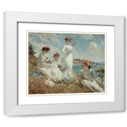 Summer White Modern Wood Framed Art Print with Double Matting by Benson, Frank Weston