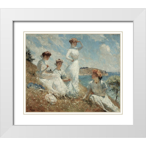 Summer White Modern Wood Framed Art Print with Double Matting by Benson, Frank Weston