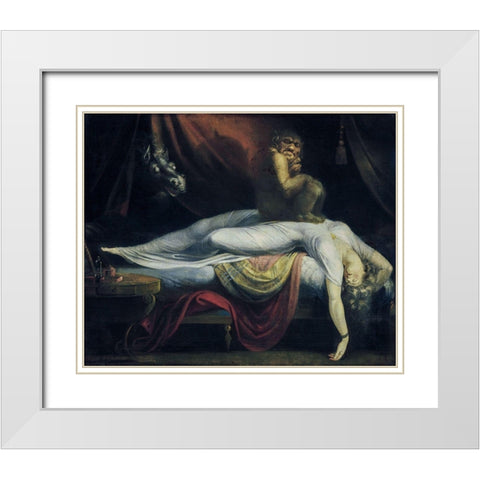 The Nightmare White Modern Wood Framed Art Print with Double Matting by Fuseli, Henry