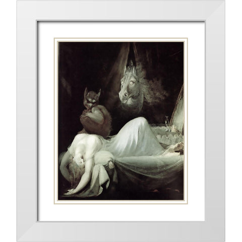 The Nightmare (The Incubus) White Modern Wood Framed Art Print with Double Matting by Fuseli, Henry