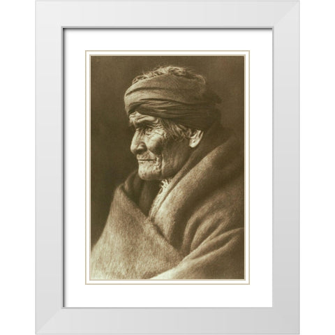 Geronimo, Apache White Modern Wood Framed Art Print with Double Matting by Curtis, Edward S.