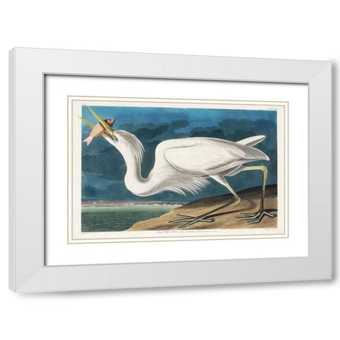 Great White Heron White Modern Wood Framed Art Print with Double Matting by Audubon, John James