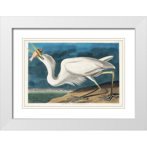 Great White Heron White Modern Wood Framed Art Print with Double Matting by Audubon, John James