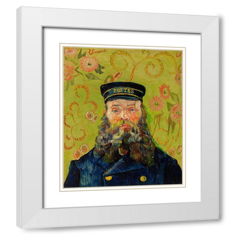 The Postman (Joseph Roulin) (1888) White Modern Wood Framed Art Print with Double Matting by Van Gogh, Vincent