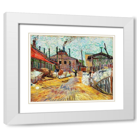 The Factory (1887) White Modern Wood Framed Art Print with Double Matting by Van Gogh, Vincent