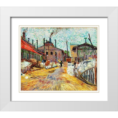The Factory (1887) White Modern Wood Framed Art Print with Double Matting by Van Gogh, Vincent