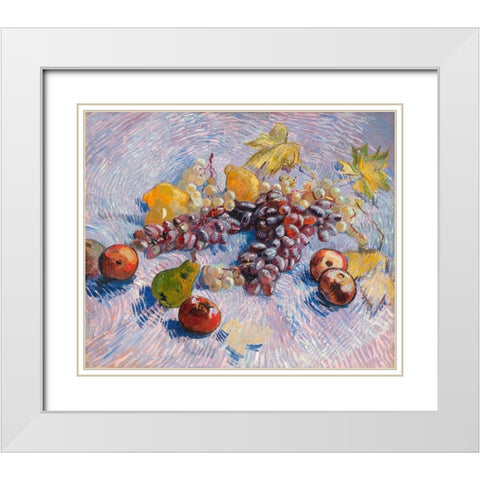 Grapes, Lemons, Pears, and Apples (1887) White Modern Wood Framed Art Print with Double Matting by Van Gogh, Vincent