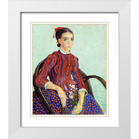 La MousmÃ© (1888) White Modern Wood Framed Art Print with Double Matting by Van Gogh, Vincent
