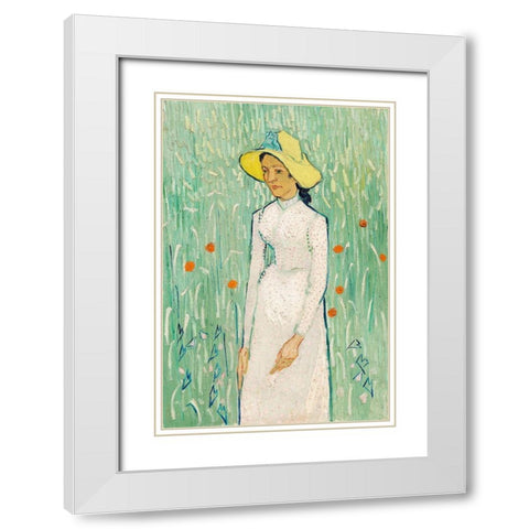 Girl in White (1890) White Modern Wood Framed Art Print with Double Matting by Van Gogh, Vincent