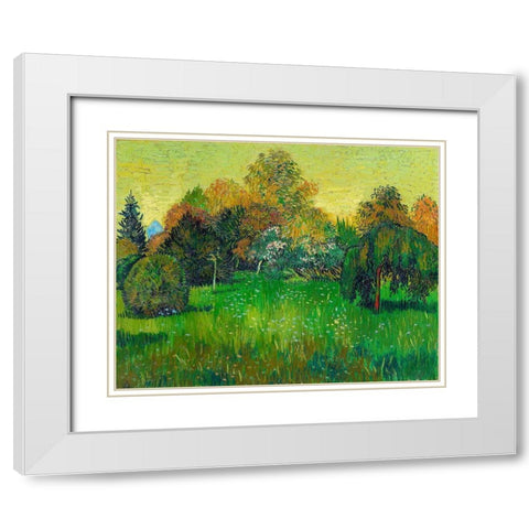 The Poets Garden (1888)Â  White Modern Wood Framed Art Print with Double Matting by Van Gogh, Vincent