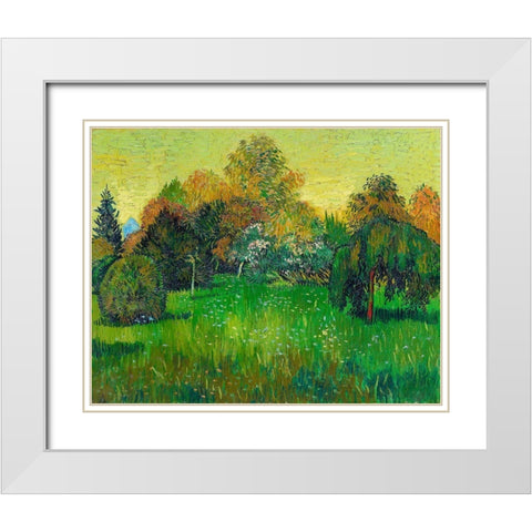 The Poets Garden (1888)Â  White Modern Wood Framed Art Print with Double Matting by Van Gogh, Vincent