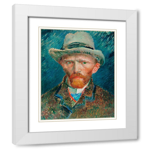 Self-portrait (1887) White Modern Wood Framed Art Print with Double Matting by Van Gogh, Vincent