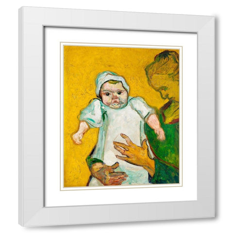 Madame Roulin and Her Baby (1888) White Modern Wood Framed Art Print with Double Matting by Van Gogh, Vincent