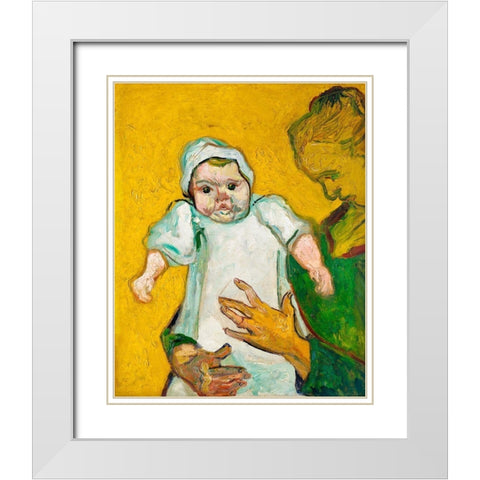 Madame Roulin and Her Baby (1888) White Modern Wood Framed Art Print with Double Matting by Van Gogh, Vincent
