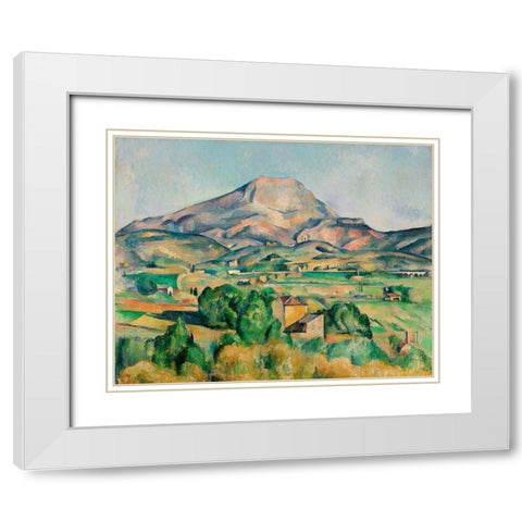 Mont Sainte-Victoire (La Montagne Sainte-Victoire) White Modern Wood Framed Art Print with Double Matting by Cezanne, Paul