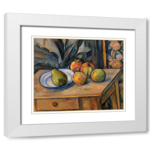 The Large Pear White Modern Wood Framed Art Print with Double Matting by Cezanne, Paul