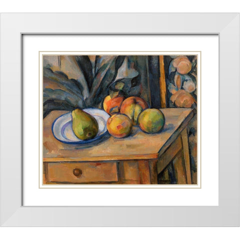 The Large Pear White Modern Wood Framed Art Print with Double Matting by Cezanne, Paul