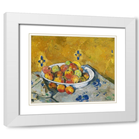 The Plate of Apples White Modern Wood Framed Art Print with Double Matting by Cezanne, Paul