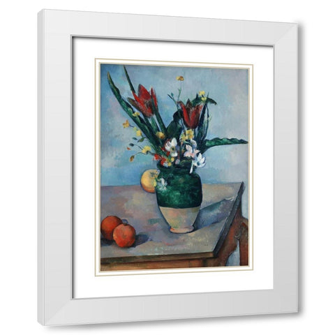 The Vase of Tulips White Modern Wood Framed Art Print with Double Matting by Cezanne, Paul