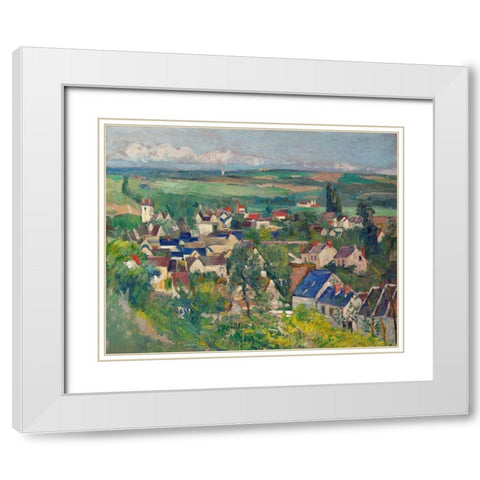 Auvers, Panoramic View White Modern Wood Framed Art Print with Double Matting by Cezanne, Paul