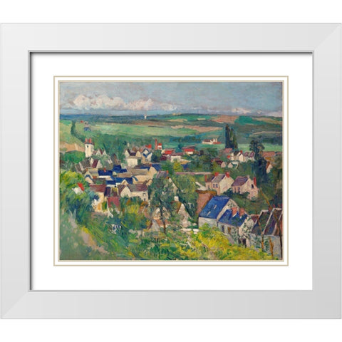 Auvers, Panoramic View White Modern Wood Framed Art Print with Double Matting by Cezanne, Paul
