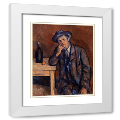 The Drinker White Modern Wood Framed Art Print with Double Matting by Cezanne, Paul