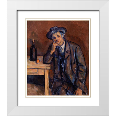 The Drinker White Modern Wood Framed Art Print with Double Matting by Cezanne, Paul