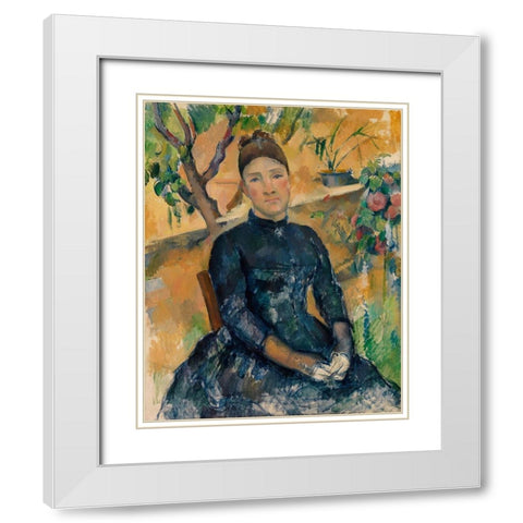 Madame CÃ©zanne White Modern Wood Framed Art Print with Double Matting by Cezanne, Paul