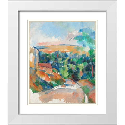 The Bend in the Road White Modern Wood Framed Art Print with Double Matting by Cezanne, Paul