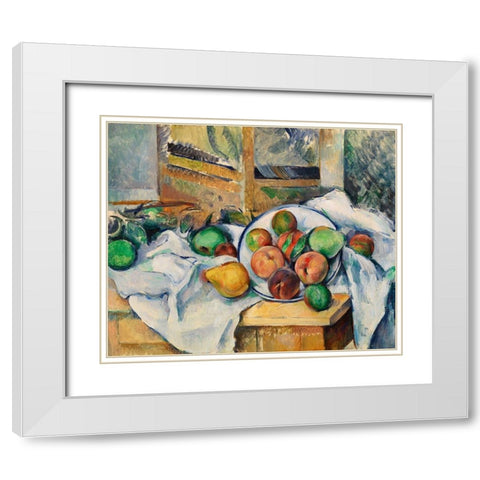 A Table CornerÂ  White Modern Wood Framed Art Print with Double Matting by Cezanne, Paul