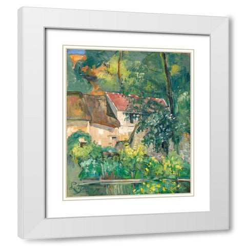 House of PÃ¨re Lacroix White Modern Wood Framed Art Print with Double Matting by Cezanne, Paul